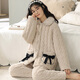 Mandelefin Winter-Pyjama dreischichtige Baumwollladien Korallenmerze verdickte Plüsch-Set-Hauskleidung Herbst und Winter 2023 Neues Modell 12127 Frauen XL (120-140jin [Jin entspricht 0,5 kg]))