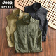 Jeep Spirit Outdoor Multi-Función Vest Menores de verano 2025 Summer delgado transpirable resistente al agua Collar Chaqueta de chaleco casual Summer Khaki verde L