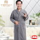 Modal mezzanine autumn and winter men's nightgown for middle-aged and elderly pure cotton thickened long winter large size warm middle-aged dad's pajamas A1049-Three-layer thickened cotton nightgown-no pills inside and outside L (160) -
