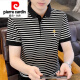 皮尔卡丹冰丝条纹polo.衫男士翻领短袖t恤夏季刺绣凉感半袖体恤上衣T 白色ZMNTB5012 M 建议85-105斤