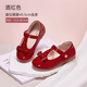 戴维贝拉女童皮鞋红色单鞋秋季儿童公主鞋玛丽珍鞋演出鞋