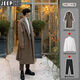 JEEP SPIRIT winter woolen coat men's thickened windbreaker mid-length knee-length Korean style double-sided cashmere woolen coat trend suit gray coat/sweater/suit pants S