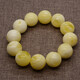Confucian Russian white beeswax 10/25mm round bead bracelet chicken fat yellow honey with moire amber bracelet for men and women, bead diameter 18mm, 13 beads standard men's style