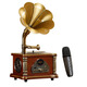Otieno Antique Vinyl Phonograph Decoration Mini Rechargeable Bluetooth Speaker Retro Birthday Gift Home Ornament Microphone Version Brown Plug-in Rechargeable Free Music USB Disk
