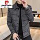 Pierre Cardin 2025 new woolen jacket men's autumn and winter Korean style trendy light mature style men's winter woolen jacket 2911 black gray thick style M