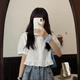 Muyiming (Muyiming) Summer Nueva camisa de manga corta de 2025 rufa para mujeres con cintura alta puede ser salado o dulce jengibre 701 m 95-105Jin [Jin equivale a 0.5 kg]