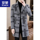ROMON new winter woolen coat men's mid-length plus velvet warm windbreaker casual men's woolen coat light gray 3XL