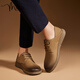 
Millies' new top layer cowhide men's shoes casual retro flat tilted toe shoes men's Birkenstock shoes U1503 yellow 41