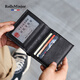 Rollsminjor Britische leichte Luxusmarke Echtes Leder Dünne Herren kleine Brieftasche Top-Schicht Cowhide Multi-Card Short Wallet Gift Box Schwarz 9,5*1*10,5 cm