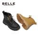 Belle Shoes for Girls' Evergrande Martin Boots 2023 Winter Plus Fleece Warm Short Boots Boys Big Yellow Boots Children's Baby Boots Obsidian Black 26 Foot Length 15.8-16.3cm