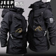 JEEP SPIRIT Outdoor Military Fan Tactical Military Fan Black Men's Waterproof Velvet Jacket Jacket Suit Jacket Workwear Military Style 622 Black Suit 185 (170-185Jin Jin is equal to 0.5 kg)