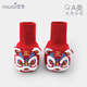 Youqi Newborn Foot Covers Padded Winter Baby Thickened Shoe Covers Baby New Year Red Festive Warm Sock Covers Foot Protective Shoes National Style Red 1 Pair 0-6 Months