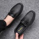 Huilijun 2025 Summer Horse-bit Hoquers Hombres versátiles zapatos casuales zapatos calzado transpirable SOMPLE SOMPLE SOTRO DE CUERO 9905 NEGRO 42