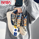 NASA XVVX官方联名鞋子男生透气休闲百搭厚底面包鞋男防滑增高老爹运动潮鞋 米色 41