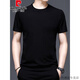 Pierre cardin high-end summer new short-sleeved T-shirt for men round neck T-shirt thin solid color pure black versatile half-sleeved top 753 black 165/M [95-115Jin [Jin equals 0.5 kg]]