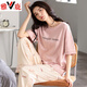 Yalu-Pyjamas für Frauen im Sommer Pure Cotton Kurzärmerhosen im Sommer 2024 Neue Frühlings- und Herbst-Sommer-Heimkleidung Set 7374 m [Empfohlen 80-105 Jin [Jin Equals 0,5 kg]]
