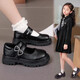 Xianzheyi Girls' Leather Shoes 2024 Spring and Autumn New Children's Performance Shoes Black Dance Shoes Princess Shoes Middle-aged Girls' Shoes Black Patent Leather Choose Inner Length According to Foot Length