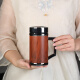 Tanxuange Purpurton Tee Tasse Thermos Cup Herren High-End Office Tea Tasse Praktische Geschenk Custom Logo Spiegel Mahagoni Holz Getreide (Lederbox) 450 ml