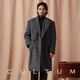 CULTUM【100%重磅羊毛】冬季全羊毛加厚长款柴斯特毛呢大衣男正装外套 黑色 L