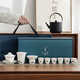 Gold inlaid jade Kung Fu tea set Chinese white pottery mutton fat jade white porcelain tea cup cover bowl home gift box Mo Yue