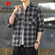 Pierre Cardin American Retro Plaid Shirt à manches longues pour hommes et femmes printemps et automne 2024 Nouvelle chemise de travail coréen lâche tricoté K12108 White L