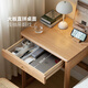 Genji Wood Language Solid Wood Small Desk Nordic Log Furniture Small Apartment Dressing Table Oak Home Mini Writing Desk (Log Color) 0.8 Meter Single Drawer Desk No