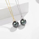 Tahiti crowns love 18K gold black pearl pendant 9-10mm high light seawater pearl necklace birthday gift