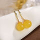 Yuanzu S925 sterling silver gold-plated natural amber beeswax round bead earrings, light luxury ladies style earrings, earrings beeswax one