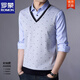 ROMON (ROMON) Spring and Autumn Fake Two-piece Shirt Collar Knit Sweater Men's Long Sleeve Double Collar Shirt T-shirt Middle-aged Men's Thin. Base Shirt 3878 Blue (Spring and Autumn) Button Cuffs Thin 2XL 180 Recommended 158-170Jin [Jin equals 0.5 kg]