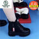 Zapatos para mujeres de pájaros carpinteros con tamaño roto de cuero de cuero grueso Botas de nieve para mujeres Intervierno integrado de invierno más terciopelo.