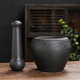Yiyuanxuan household natural black gold garlic mortar, stone mortar, medicine jar, stone cup, garlic pounder, mashing Wo Leibo pepper, Lianlian fish outer diameter 13CM