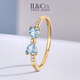 IL&CO Youke Mina Sweetheart 18K gold natural aquamarine ring women's bow gift female birthday gift natural aquamarine ring * about 0.4-0.5 carats No. 15