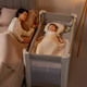 Cool Baby Crib Multi-functional bed splicing bed movable bed newborn children and adult bed splicing upgraded mattress + diaper table + storage rack