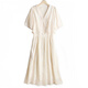 Lislave New Chinese Style Women's Shat à manteau à manches courtes Robe deux pièces 2024 Nouveau col debout d'été Jupe à suspension imprimée BEIGE 683 M