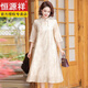 Hengyuanxiang Neues chinesisches Stil verbessertes Cheongsam-Kleid 2025 Neue Frauenkleidung modischer Bauchrock mit mittleren und älteren Mutter Sommerkleidung Pink 826 Models 2xl