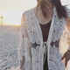 DK seaside sun protection clothing beach cardigan swimsuit shawl blouse hot spring mesh jacket blouse outer wear white