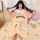 Xianmengsha's new summer pure cotton mid-length nightgown for women's short-sleeved round neck sweet cute cartoon pajamas girl's home clothes 723-Yugui Dog M