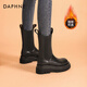 Daphne Boots Martin Boots for Women Plus Fleece 2024 Botas de chimenea de otoño e invierno para mujeres Botas Británicas de Mid Tube Chelsea Women's Black (altura del tacón de metro medio) 38