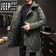 Jeep (JEEP) autumn and winter men's mid-length windbreaker men's thickened parka coat plus cotton hooded loose two-cotton jacket trend Military green S loose fit is large
