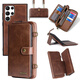 S23ultra Mobiltelefon Hülle Leder schräg Lanyard Samsung S22+ Brieftasche Flip Multifunktionskarte Mezzanine S21FE Full Cover Anti-Fall-Schutzhülle Business Red Samsung S23+