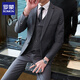 
Romon suit men's business slim suit men's professional formal suit groom best man wedding dress jacket black double button [suit + trousers + vest + shirt 3XL /185[145-160Jin[Jin equals 0.5 kg]]+7 gifts