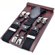 Mu Tuo's temperament leather strap clip new men's six -clip straps Middle -aged elderly suspended business West pants fat people hanging pants band fuge (bandwidth 3.5cm)
