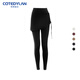 Cote Dilan brand yoga pants, Pilates, outdoor sports training, fitness pants, high waist, hip lift, anti-exposure cover skirt, fake two pieces, black S