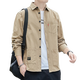 Pick-up pure cotton long-sleeved shirt men's spring and autumn work shirt inch-shirt coat clothes men's wear-resistant top khaki XL