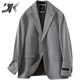 DK brand suit suit men's spring and autumn light mature style small suit jacket men's slim trendy solid color suit complete set gray suit + trousers M size