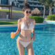 Zhenxi Sexy Bikini Hot Spring Drei-Punkte-Swimsuit Pure Heißes Mädchen sammelt Split Beach Badeanzug Weiß L [Empfohlen 100-120 Jin [Jin ist gleich 0,5 kg]]