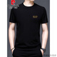Pierre cardin high-end summer new short-sleeved T-shirt for men round neck T-shirt thin solid color pure black versatile half-sleeved top 753 black 165/M [95-115Jin [Jin equals 0.5 kg]]