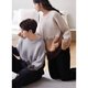 Sha Qian Couple Pajamas Autumn and Winter Half Velvet Women's Thickened Warm Coral Velvet Men's Casual Homewear Set