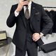 Jason men's double-breasted striped suit suit groom wedding dress business casual work interview suit three-piece suit dark brown (suit + pants) M (95-110Jin Jin equals 0.5 kg)