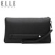 ELLE HOMME men's handbag, top layer deer leather zipper wallet, large capacity clutch bag, fashionable men's bag, EB282300450 black, birthday gift for boyfriend
